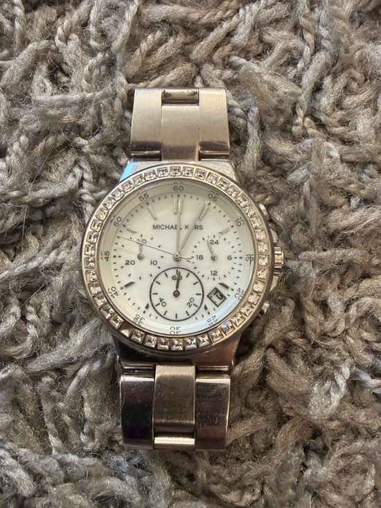 Michael Kors Accessories - Michael Kors Silver and White Crystal-Trim Chronograph Watch